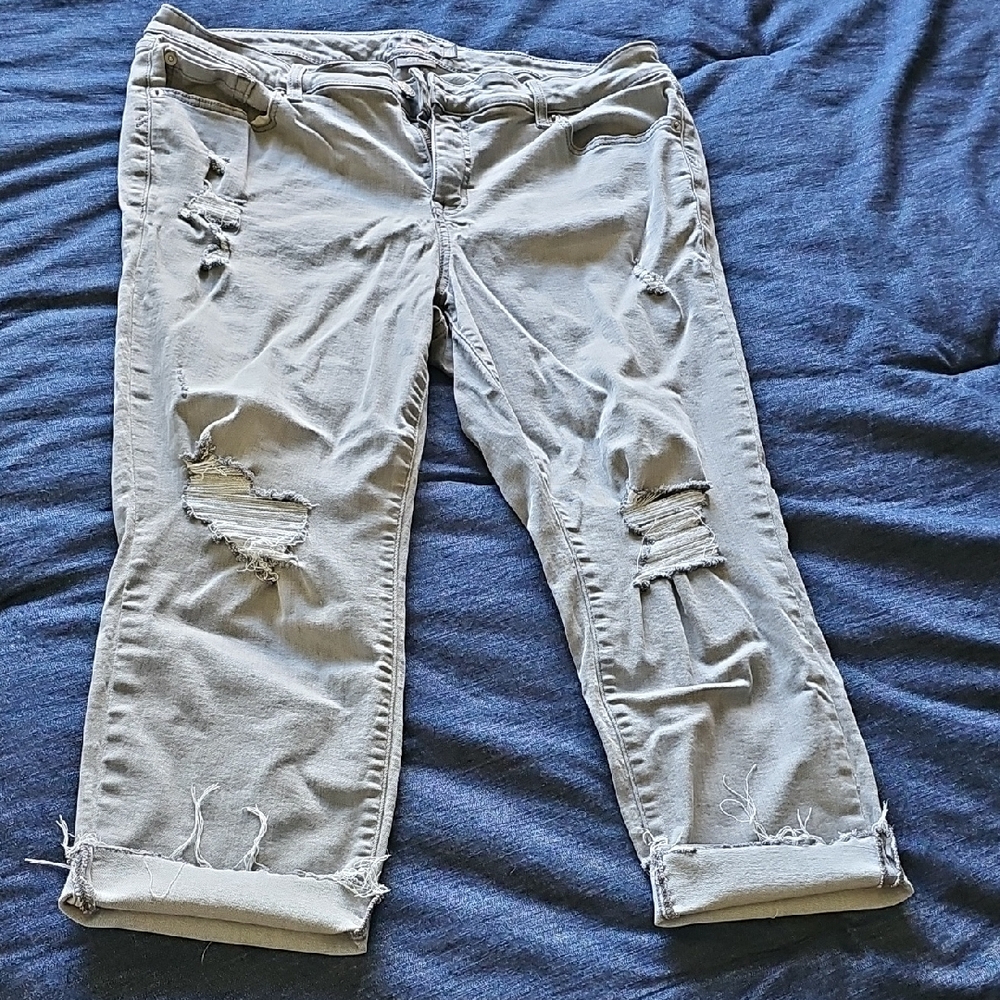 Torrid Light Gray Distressed Boyfriend Jeans